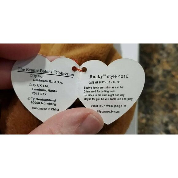 NWT Ty Beanie Baby Bucky 1995 Beaver - Picture 5 of 7